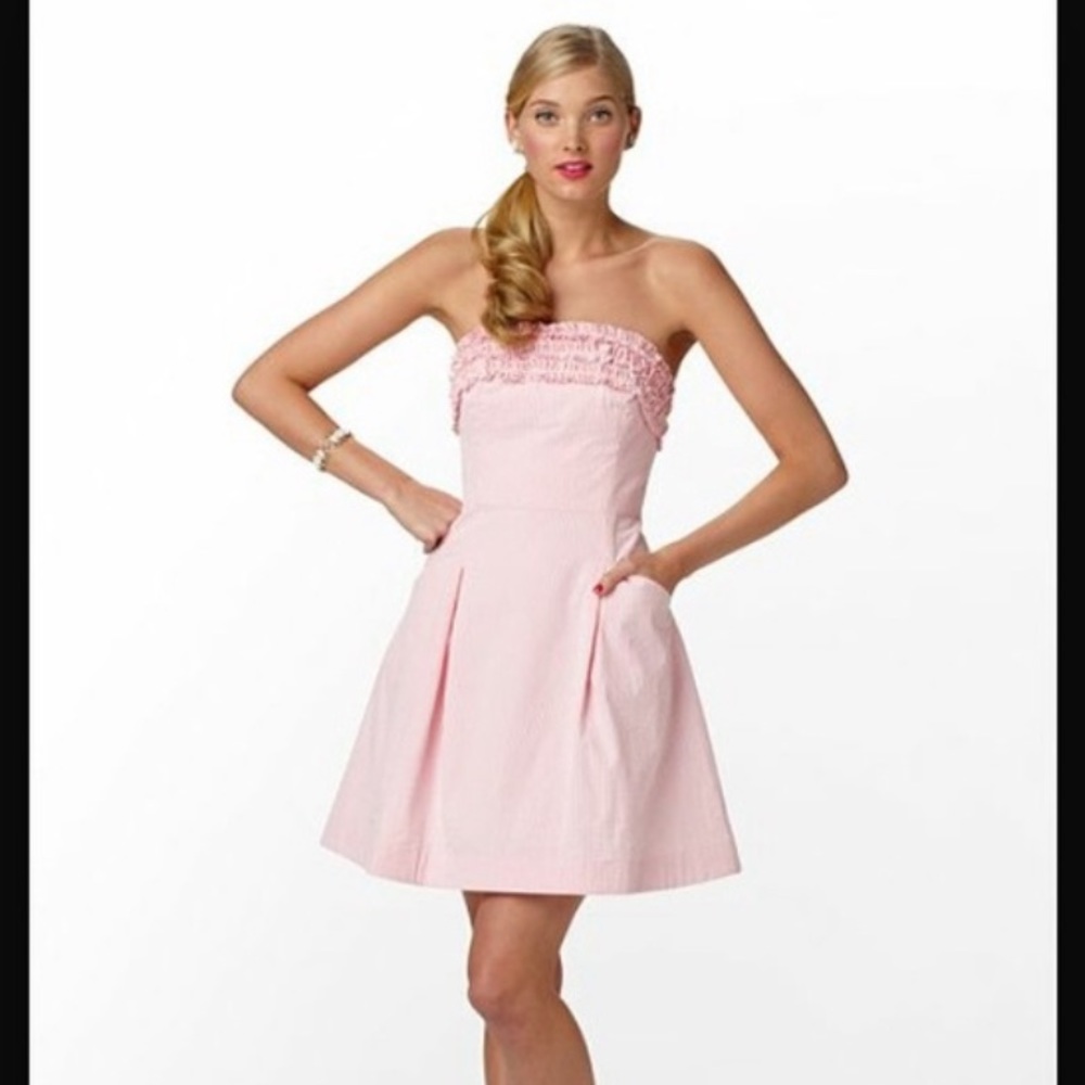 Lilly Pulitzer pink seersucker dress